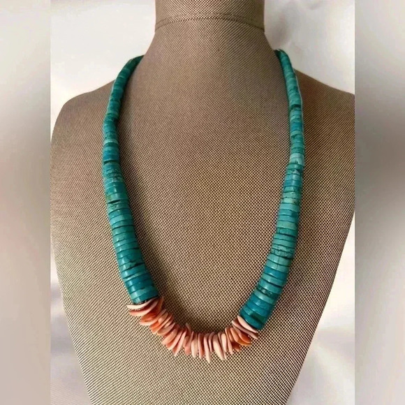 Vintage Jacla jocla Pueblo reishi Turquoise Navajo native american Necklace 74g - Picture 12 of 15